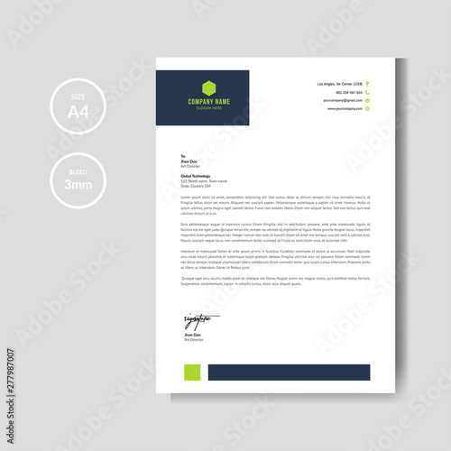 Modern green letterhead layout template vector