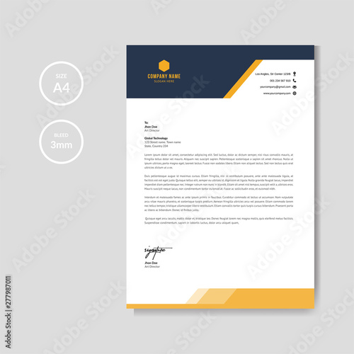 Modern orange letterhead layout template vector