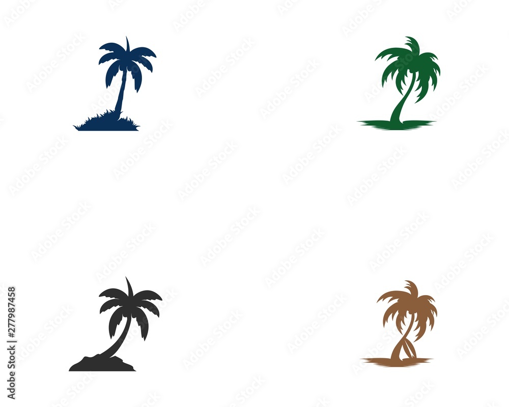 Palm tree set  logo vector illustration design