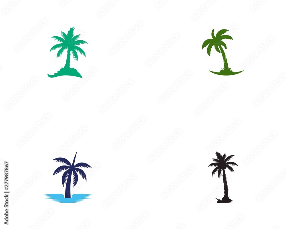 Palm tree set  logo vector illustration design
