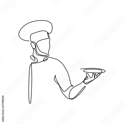 One chef draws a continuous...