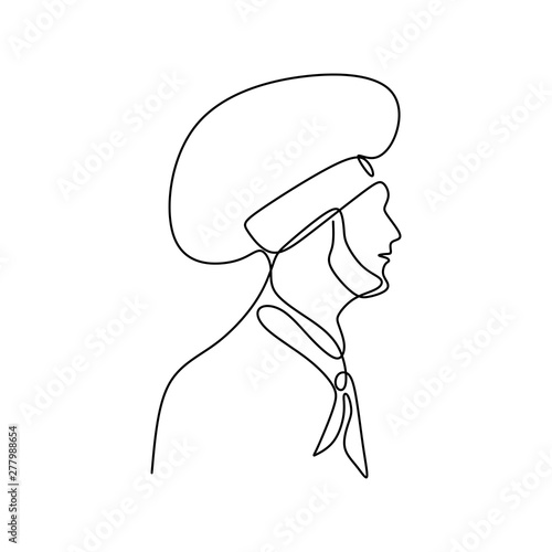 One chef draws a continuous...
