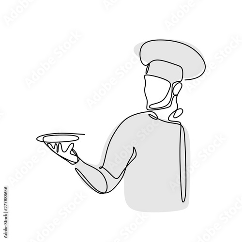 One chef draws a continuous...