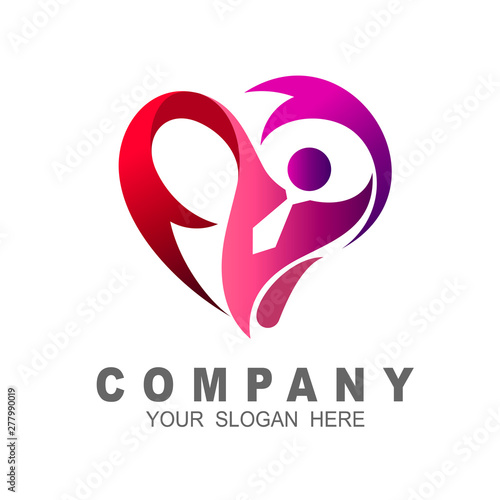 People care logo , love icon and human community, ribbon icon , caring logo