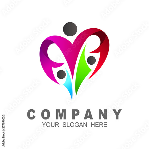 People care logo , logo social with love design illustration