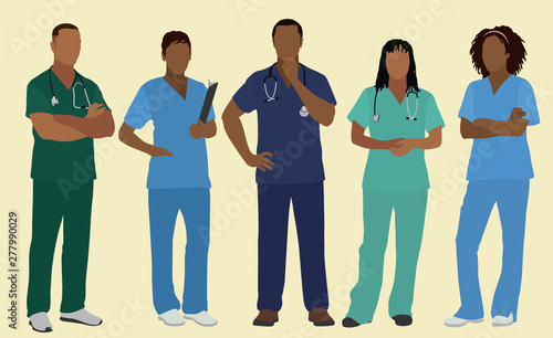 Black African Nurses in Scrubs