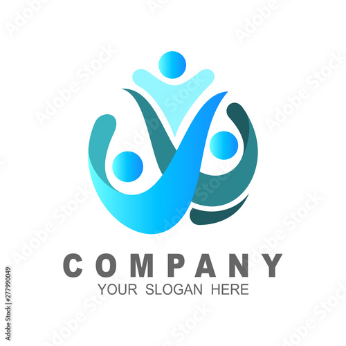 People care logo , family logo and  charity design template