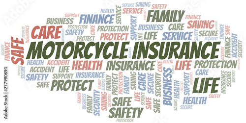 Motorcycle Insurance word cloud vector made with text only.