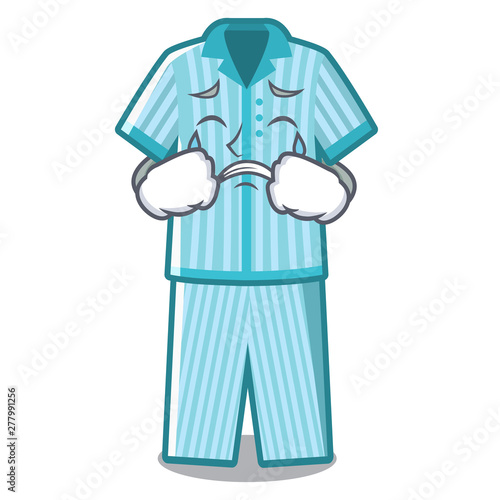 Crying pyjamas placed on a cartoon bed