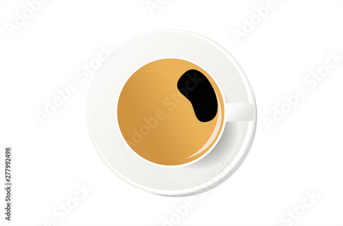 Coffee cup top view isolated on white background.