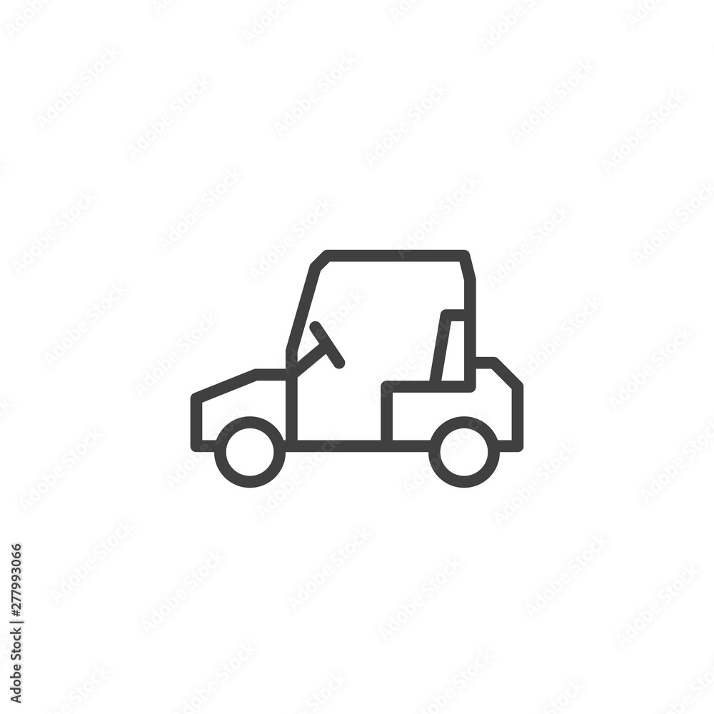 Golf cart line icon. linear style sign for mobile concept and web design. Electric golf car outline vector icon. Symbol, logo illustration. Vector graphics