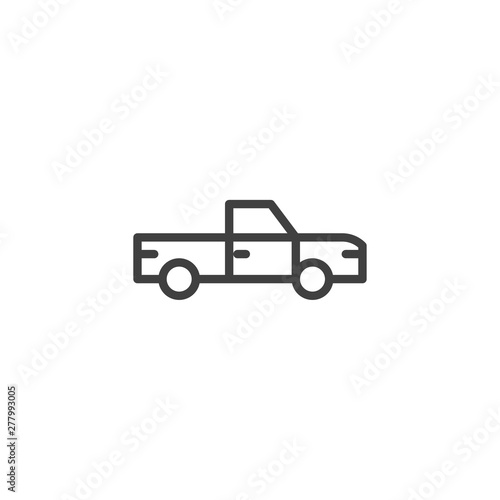 Pickup truck line icon. Transportation, auto linear style sign for mobile concept and web design. Van car outline vector icon. Symbol, logo illustration. Vector graphics