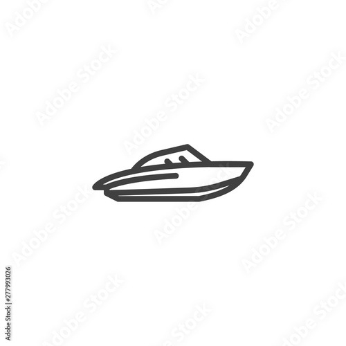 Water Scooter line icon. Speedboat linear style sign for mobile concept and web design. Motorboat, powerboat outline vector icon. Symbol, logo illustration. Vector graphics