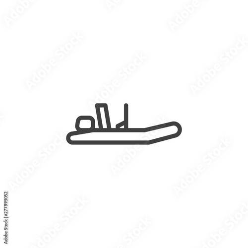 Fishing boat line icon. Rubber boat linear style sign for mobile concept and web design. Inflatable motorboat outline vector icon. Symbol, logo illustration. Vector graphics