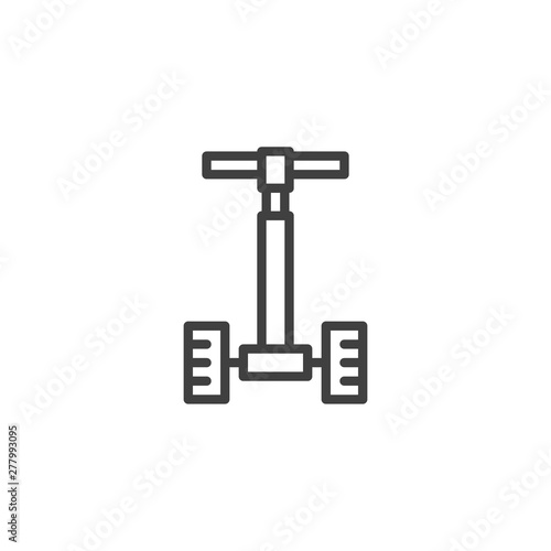 Hoverboard line icon. linear style sign for mobile concept and web design. Gyroscooter stand outline vector icon. Urban eco transport symbol, logo illustration. Vector graphics