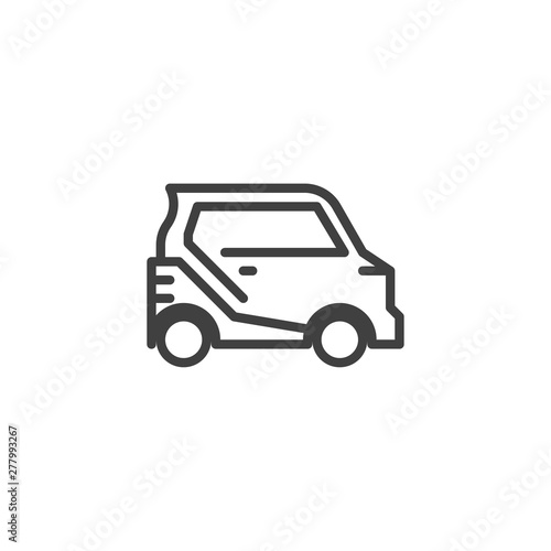 Electric car line icon. Eco automobile linear style sign for mobile concept and web design. Electric Vehicle outline vector icon. Symbol  logo illustration. Vector graphics
