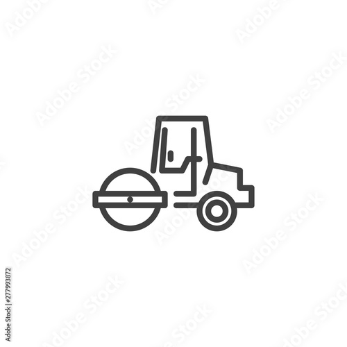Road roller line icon. linear style sign for mobile concept and web design. Asphalt Paver outline vector icon. Symbol, logo illustration. Vector graphics