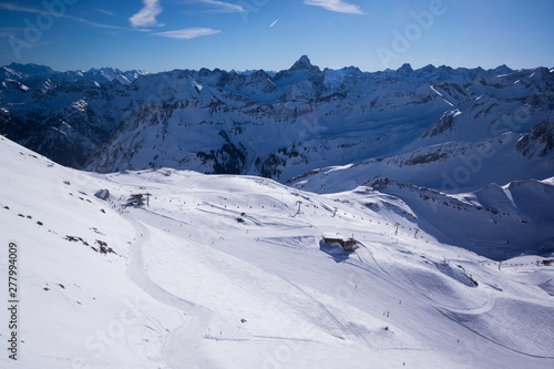 oberstdorf mountain top in winter beautiful day