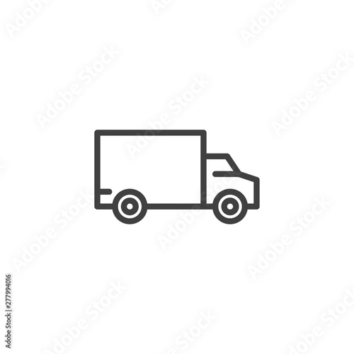 Moving, shipping truck line icon. linear style sign for mobile concept and web design. Delivery truck outline vector icon. Transportation symbol, logo illustration. Vector graphics