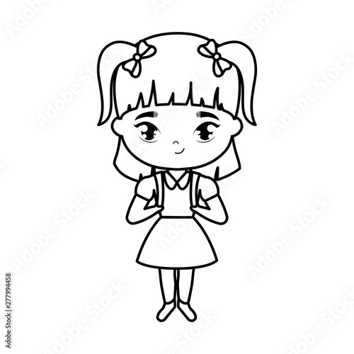 cute little student girl avatar character