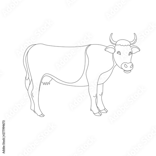 cartoon cow,vector illustration, lining draw,