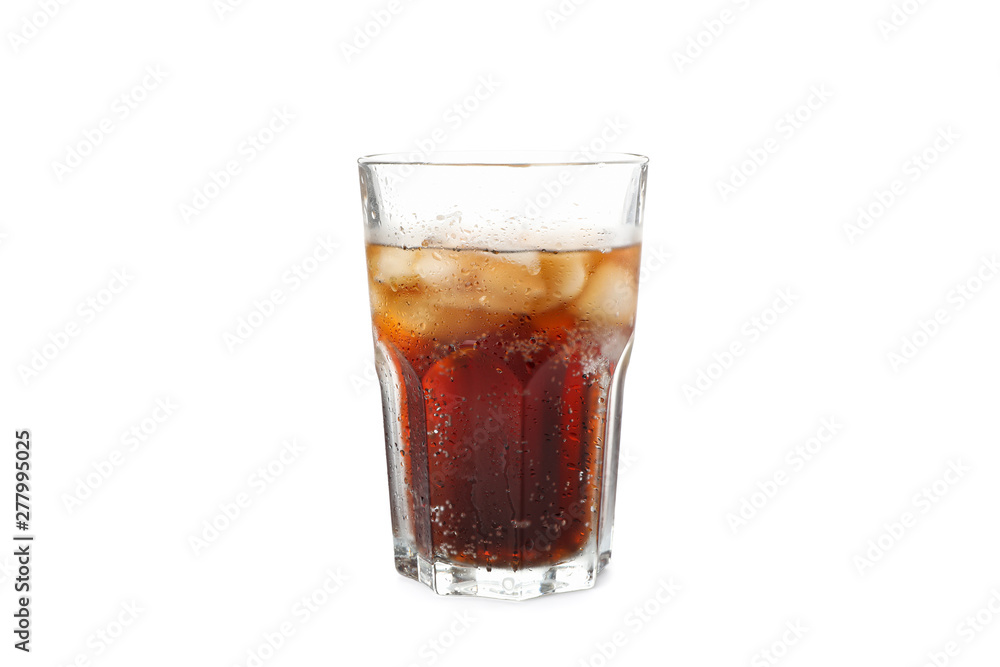 Glass of cola with ice isolated on white background Glass of cola with ice isolated on white background