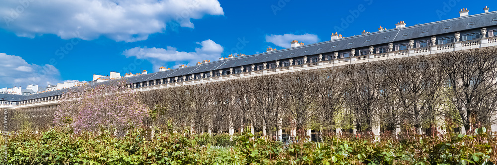 Paris, the Palais Royal garden, beautiful geometric facade 