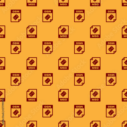 Red MSG file document icon. Download msg button icon isolated seamless pattern on brown background. MSG file symbol. Vector Illustration