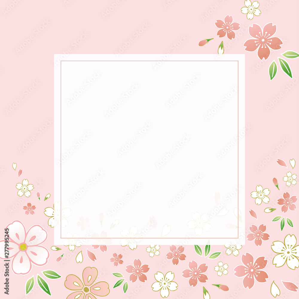 和柄素材 - 桜の和風デザインフレーム