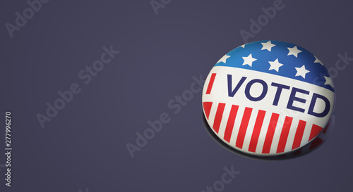  I voted America badge 3d rendering image.