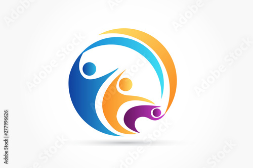 Teamwork happy partners business logo 