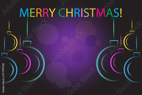 Christmas tree balls ornament card vector