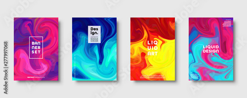 Colorful abstract geometric background. Liquid dynamic gradient waves. Fluid marble texture. Modern covers set. Eps10 vector.