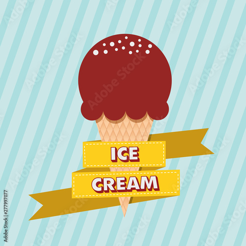 Vector abstract vintage ice cream cone, in flat design