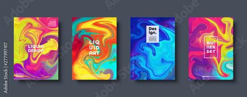Colorful abstract geometric background. Liquid dynamic gradient waves. Fluid marble texture. Modern covers set. Eps10 vector.