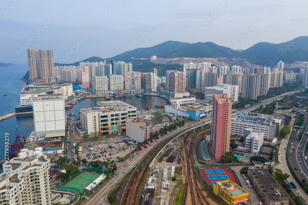 Fototapeta premium Aerial view of Hong Kong city