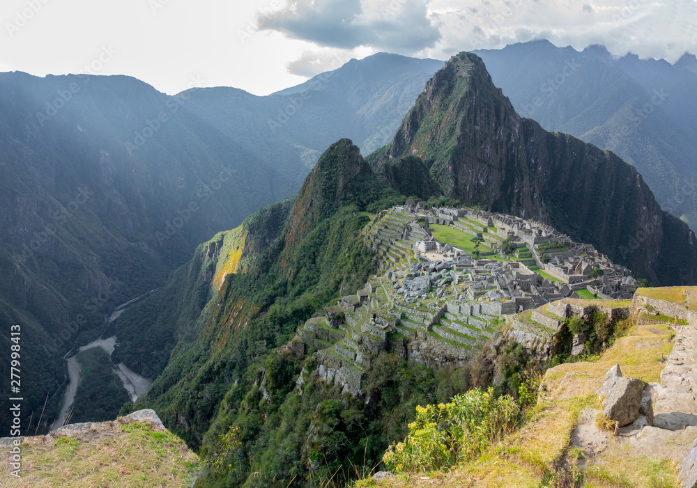 Machu Picchu inca ruins and Huyna Picchu mountain