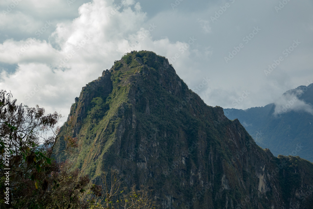 View to the top of Huayna Pichu from Machu Picchu
