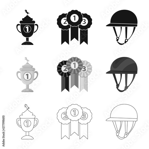 Vector design of equipment and riding icon. Collection of equipment and competition stock vector illustration.