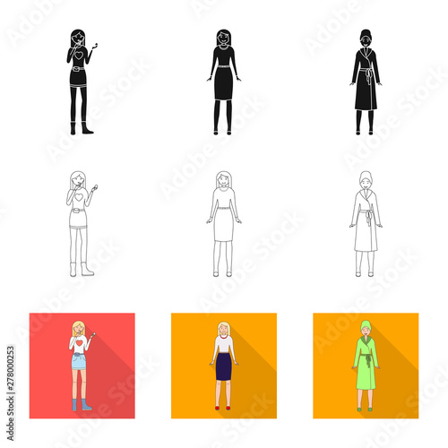 Vector design of posture and mood sign. Collection of posture and female stock vector illustration.