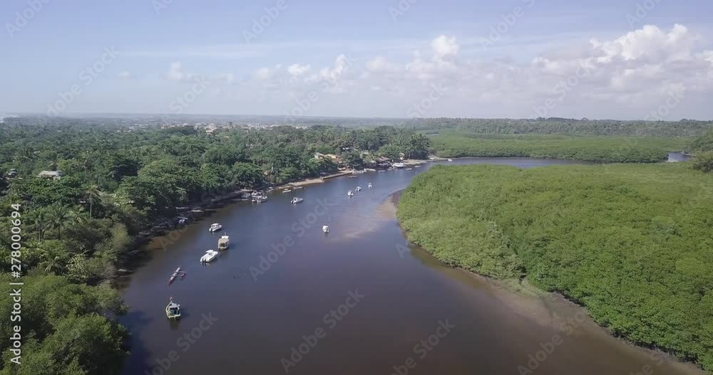Aerial view of Barra de Caraiva, a coastal and seaside community located in Porto Seguro, Bahia, Brazil Aerial view of Barra de Caraiva, a coastal and seaside community located in Porto Seguro, Bahia, Brazil