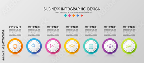Wallpaper Mural Colourful timeline infographic with 7 steps. Vector Torontodigital.ca