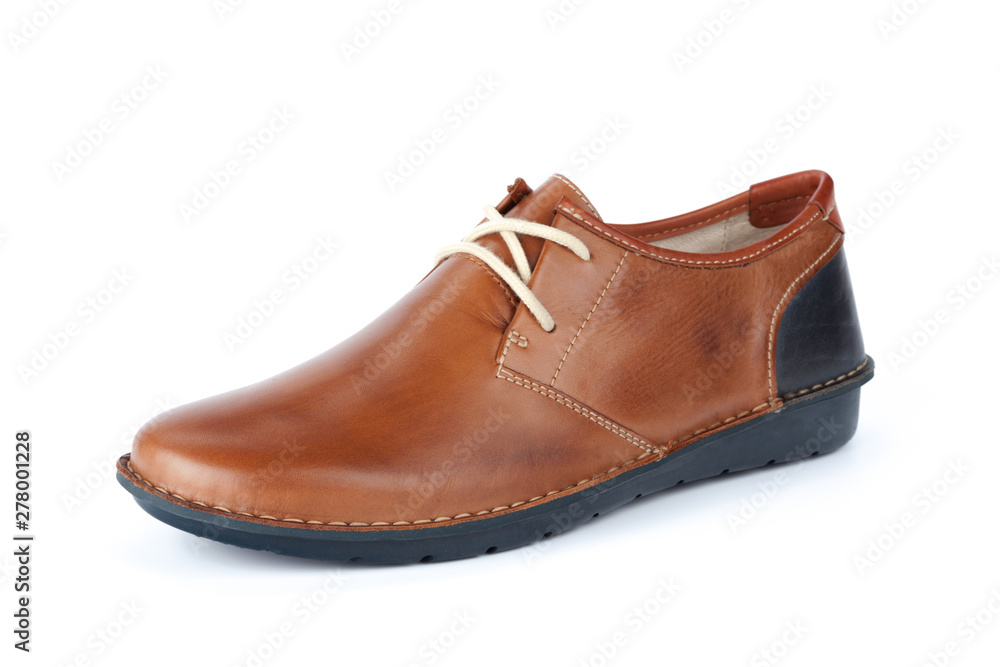 Casual male leather shoes isolated on white background Casual male leather shoes isolated on white background