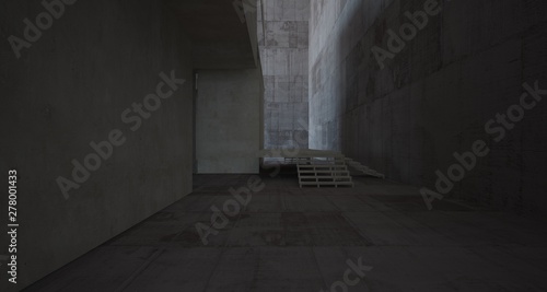 Abstract architectural brown and beige concrete interior of a minimalist house with white background . 3D illustration and rendering