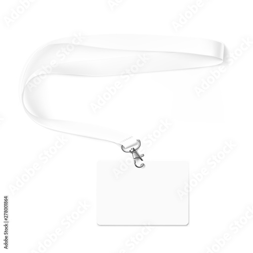 Lanyard with id card. Vector illustration isolated on white background. Ready template to use for for presentations, conferences, design. EPS10.