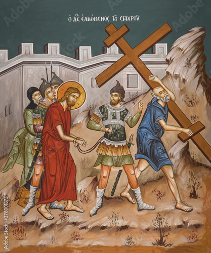 Fotografie Simon of Cyrene carries cross