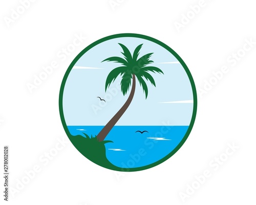 Palm tree icon of summer and travel logo vector illustration