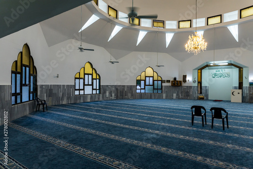 The prayer hall in the Ahmadiyya Shaykh Mahmud mosque in Haifa city in Israel photo
