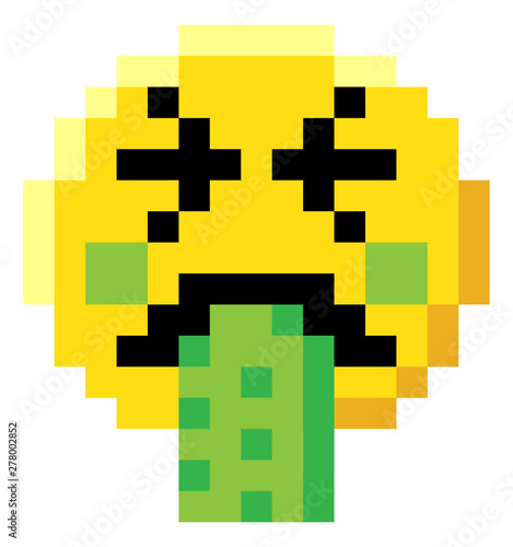 An emoji emoticon face icon in a pixel art 8 bit video game style