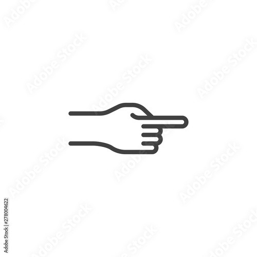 Forefinger showing right line icon. linear style sign for mobile concept and web design. Right direction pointing hand outline vector icon. Hand gestures symbol, logo illustration. Vector graphics